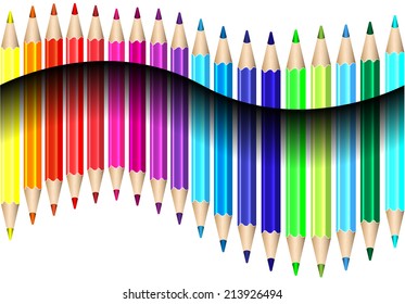 Color pencils with shadow 3d illusion illustration vector