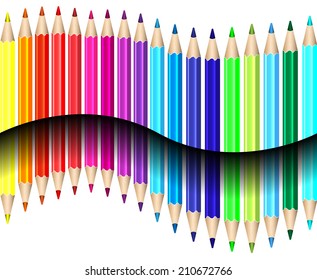 Color pencils with shadow optical illusion illustration vector
