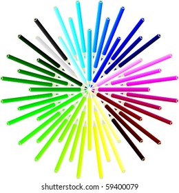 color pencils in a star shape