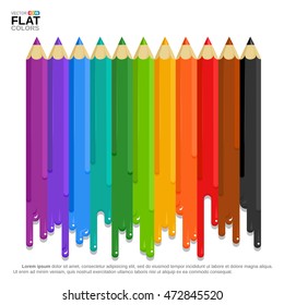 Color pencils turn into liquid paints. Isolated on white.
Flat colors. Transparent shadow is on separated layer.