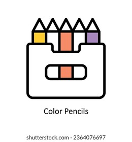 Color Pencils vector Filled outline Icon Design illustration. Graphic Design Symbol on White background EPS 10 File
