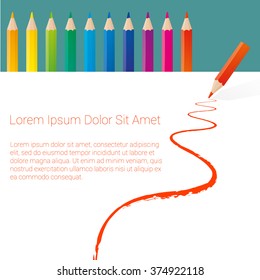 Color pencils vector mock up.
