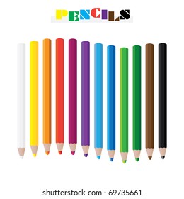color pencils in wave - illustration