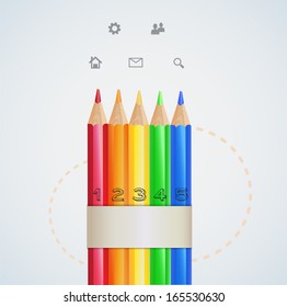 Color pencils for your info graphics, banners, concept vector illustration