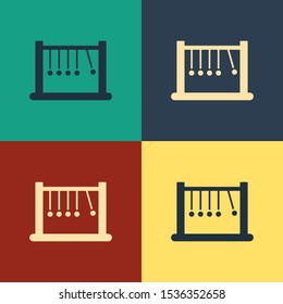 Color Pendulum Icon Isolated On Color Background. Newtons Cradle. Vintage Style Drawing. Vector Illustration