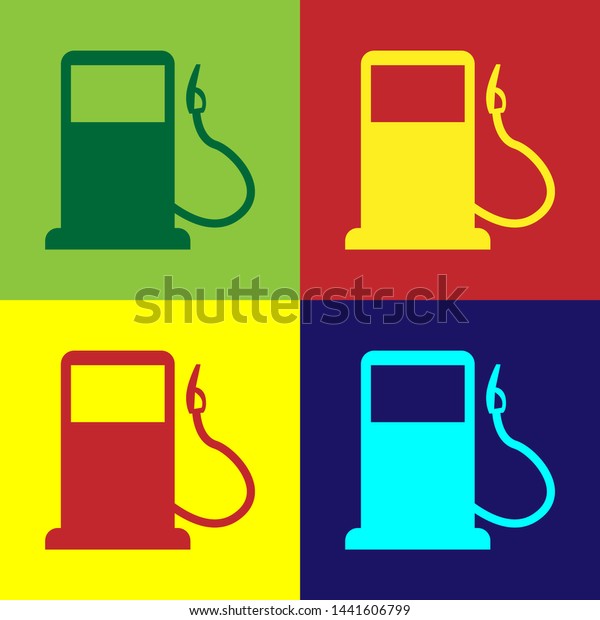 Color Petrol\
or Gas station icon isolated on color backgrounds. Car fuel symbol.\
Gasoline pump. Vector\
Illustration