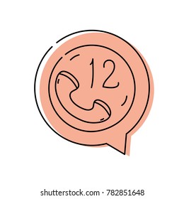 color phone lost call sign inside chat bubble