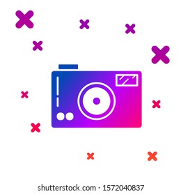 Color Photo camera icon isolated on white background. Foto camera icon. Gradient random dynamic shapes. Vector Illustration