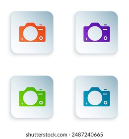 Color Photo camera icon isolated on white background. Foto camera. Digital photography. Set colorful icons in square buttons. Vector