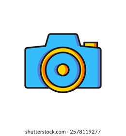 Color Photo camera icon isolated on white background. Foto camera. Digital photography. Flat filled outline style with shadow. Vector