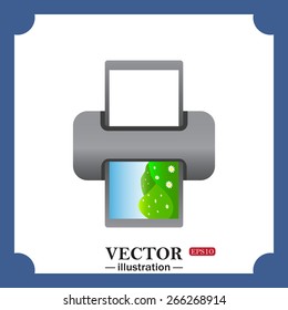 color photo printer, web icon. vector design