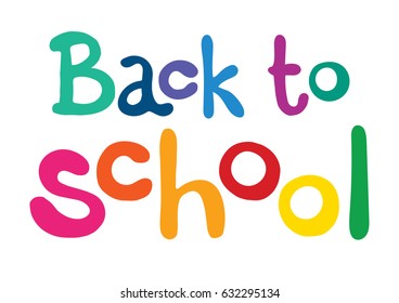 Color phrase Back to school on white background. Lettering. Vector art. Handwritten symbol for t-shirt design, poster, web design, print