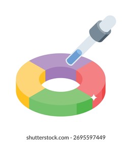 Icono isométrico de la herramienta del cuentagotas del selector del color para el software digital del arte.