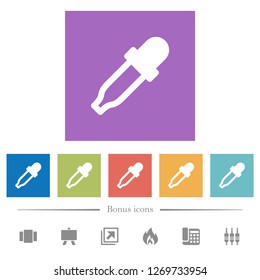 Color picker flat white icons in square backgrounds. 6 bonus icons included.