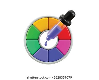 Color picker icon 3d render concept of color palette, color picker and color wheel icon vector illustration