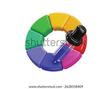 Color picker icon 3d render concept of 3d round color plat colorful creative illustration design