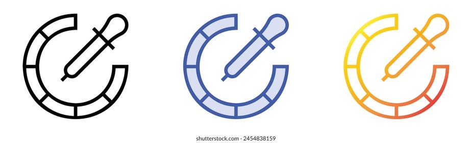 color picker icon. Linear, Blue Fill and Gradient Style Design Isolated On White Background