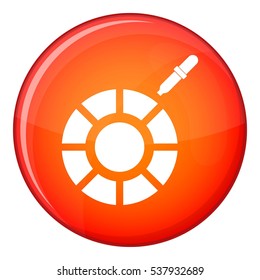Color picker icon in red circle isolated on white background vector illustration