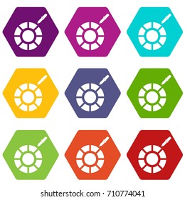 Color picker icon set many color hexahedron isolated on white vector illustration