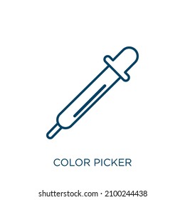 color picker icon. Thin linear color picker outline icon isolated on white background. Line vector color picker sign, symbol for web and mobile