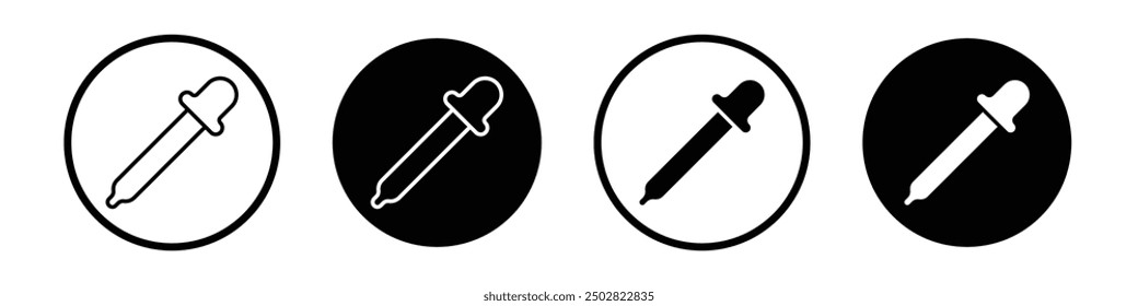 Conjunto de iconos de Vector de selector de color negro relleno y estilo delineado.