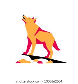 
Color picture of animals from simple geometric shapes. Vector image of a  wolf.