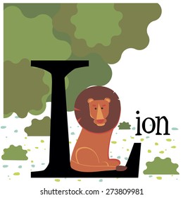 color picture with a lion, for design alphabet