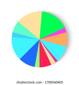 
Color pie chart with shadow. Element for infographics and presentations. Vector drawing, isolated background.
