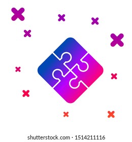 Color Piece of puzzle icon isolated on white background. Business, marketing, finance, template, layout, infographics, internet concept. Gradient random dynamic shapes. Vector Illustration