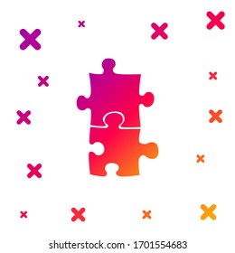 Color Piece of puzzle icon isolated on white background. Business, marketing, finance, template, layout, infographics, internet concept. Gradient random dynamic shapes. Vector Illustration