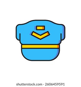 Color Pilot hat icon isolated on white background. Flat filled outline style with shadow. Vector