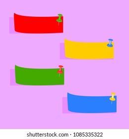 color pin on short message paper .illustration vector.
