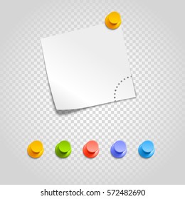 Colored push pins illustration isolated on a white, Stock vector
