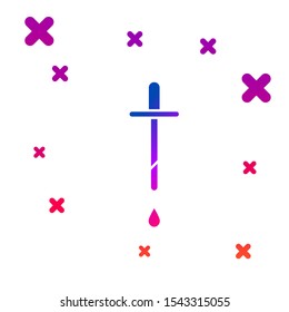 Color Pipette icon isolated on white background. Element of medical, chemistry lab equipment. Pipette with drop. Medicine symbol. Gradient random dynamic shapes. Vector Illustration