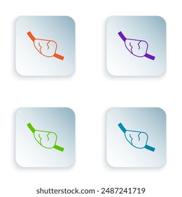 Color Pirate eye patch icon isolated on white background. Pirate accessory. Set colorful icons in square buttons. Vector