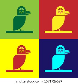 Color Pirate parrot icon isolated on color background.  Vector Illustration