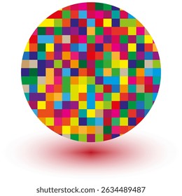 Esfera de pixel colorida. Padrão de mosaico digital. Forma arredondada de gradiente. Globo abstrato vetorial.