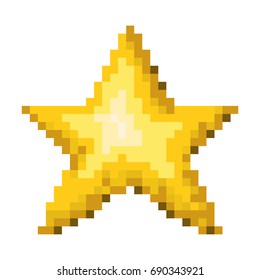 color pixelated golden star figure vector illustration