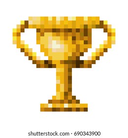 color pixelated golden trophy element vector illustration