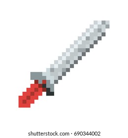 color pixelated sword element to fight vector illustration
