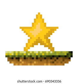 color pixelated yellow star in meadow vector illustration