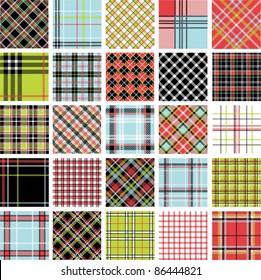 Color plaid patterns set