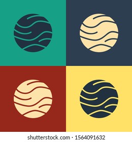 Color Planet icon isolated on color background. Vintage style drawing. Vector Illustration