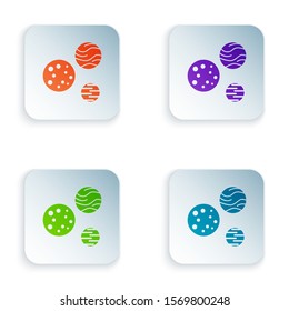 Color Planet icon isolated on white background. Set icons in square buttons. Vector Illustration