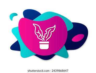Color Plant in pot icon isolated on white background. Plant growing in a pot. Potted plant sign. Abstract banner with liquid shapes. Vector
