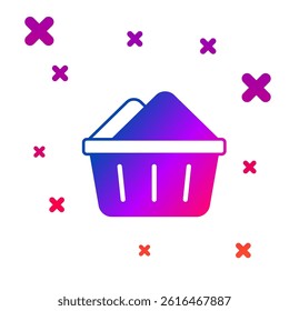 Color Plastic basin with soap suds icon isolated on white background. Bowl with water. Washing clothes, cleaning equipment. Gradient random dynamic shapes. Vector