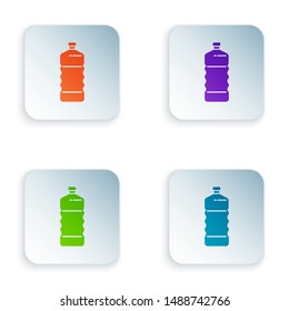Color Plastic bottle icon isolated on white background. Set icons in colorful square buttons. Vector Illustration