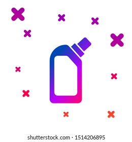 Color Plastic bottle for liquid laundry detergent, bleach, dishwashing liquid or another cleaning agent icon isolated on white background. Gradient random dynamic shapes. Vector Illustration