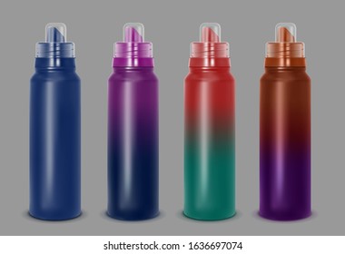 Color plastic bottle with transparent cap dispenser