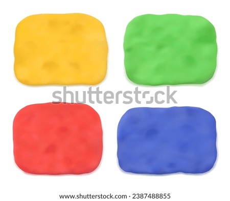 Color plasticine set isolated on a white background. 3d Vector illustration